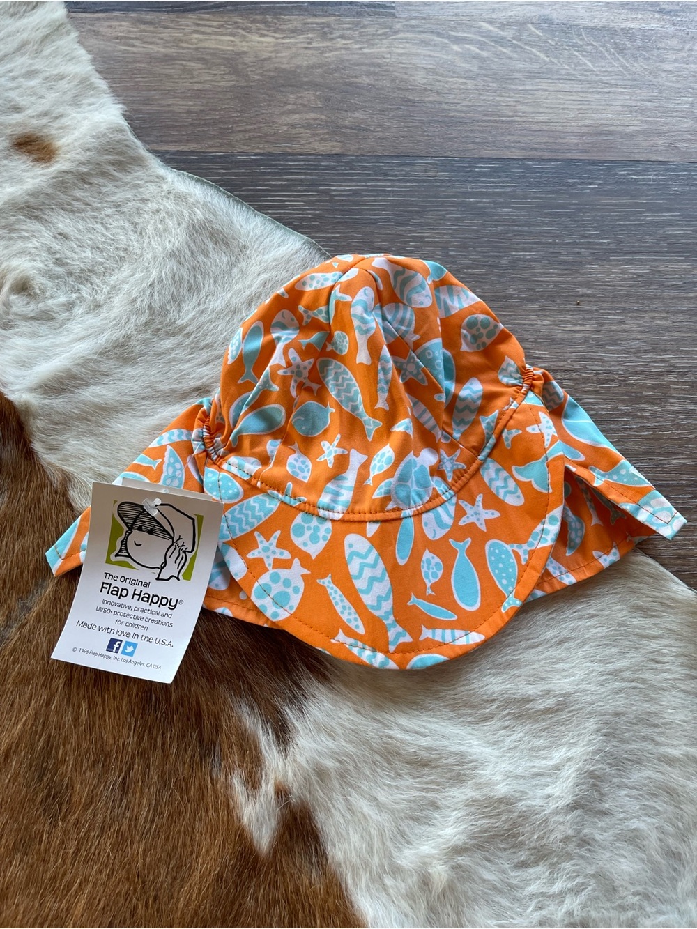 Flap Happy Orange and Blue Sea Life Sun Hat for Kids